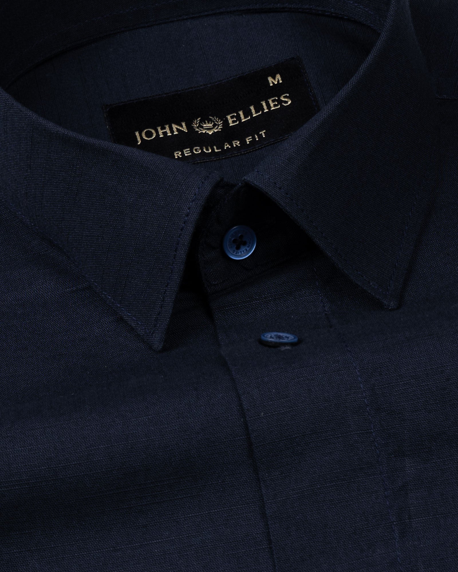 Amess Navy Blue Plain Linen Shirt - John Ellies