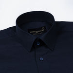 Amess Navy Blue Plain Linen Shirt - John Ellies