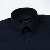 Amess Navy Blue Plain Linen Shirt - John Ellies