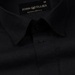 Amess Black Plain Linen Shirt - John Ellies