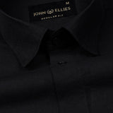 Amess Black Plain Linen Shirt - John Ellies