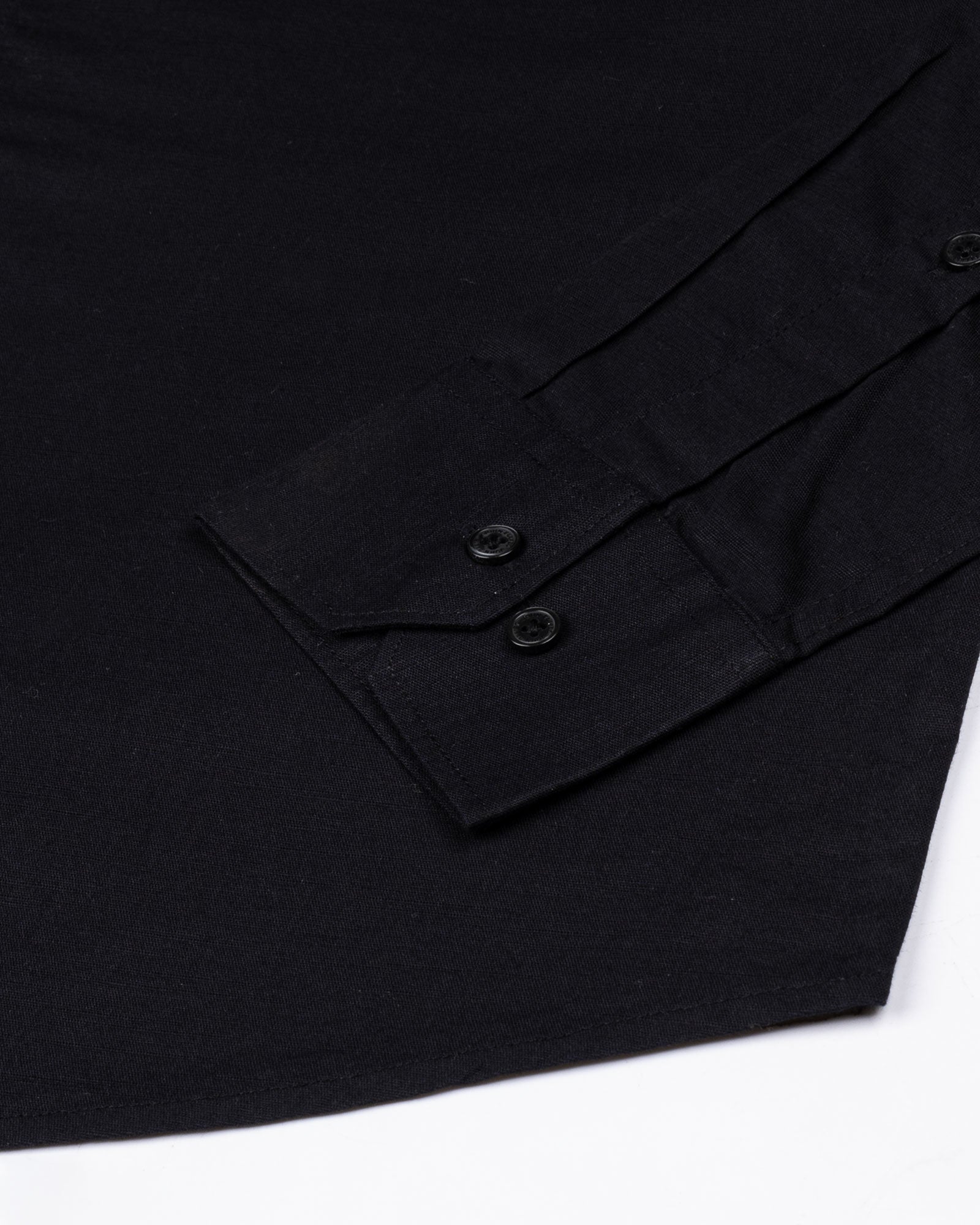 Amess Black Plain Linen Shirt - John Ellies