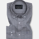 Orter Grey Stripes Button Down Premium Cotton Shirt - John Ellies