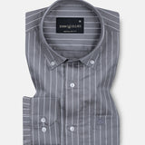 Orter Grey Stripes Button Down Premium Cotton Shirt - John Ellies