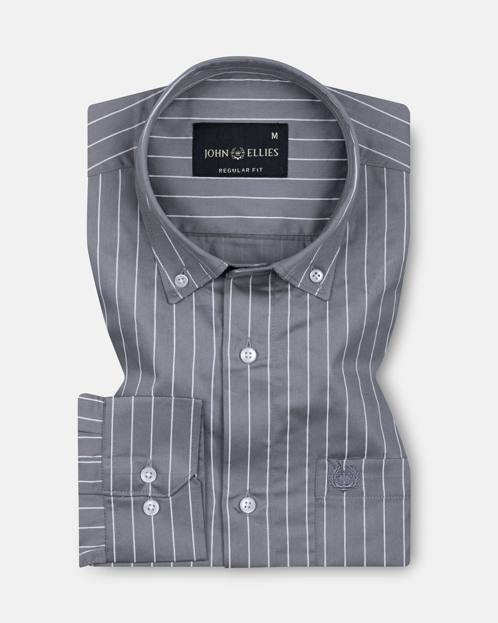 Orter Grey Stripes Button Down Premium Cotton Shirt - John Ellies