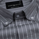 Orter Grey Stripes Button Down Premium Cotton Shirt - John Ellies