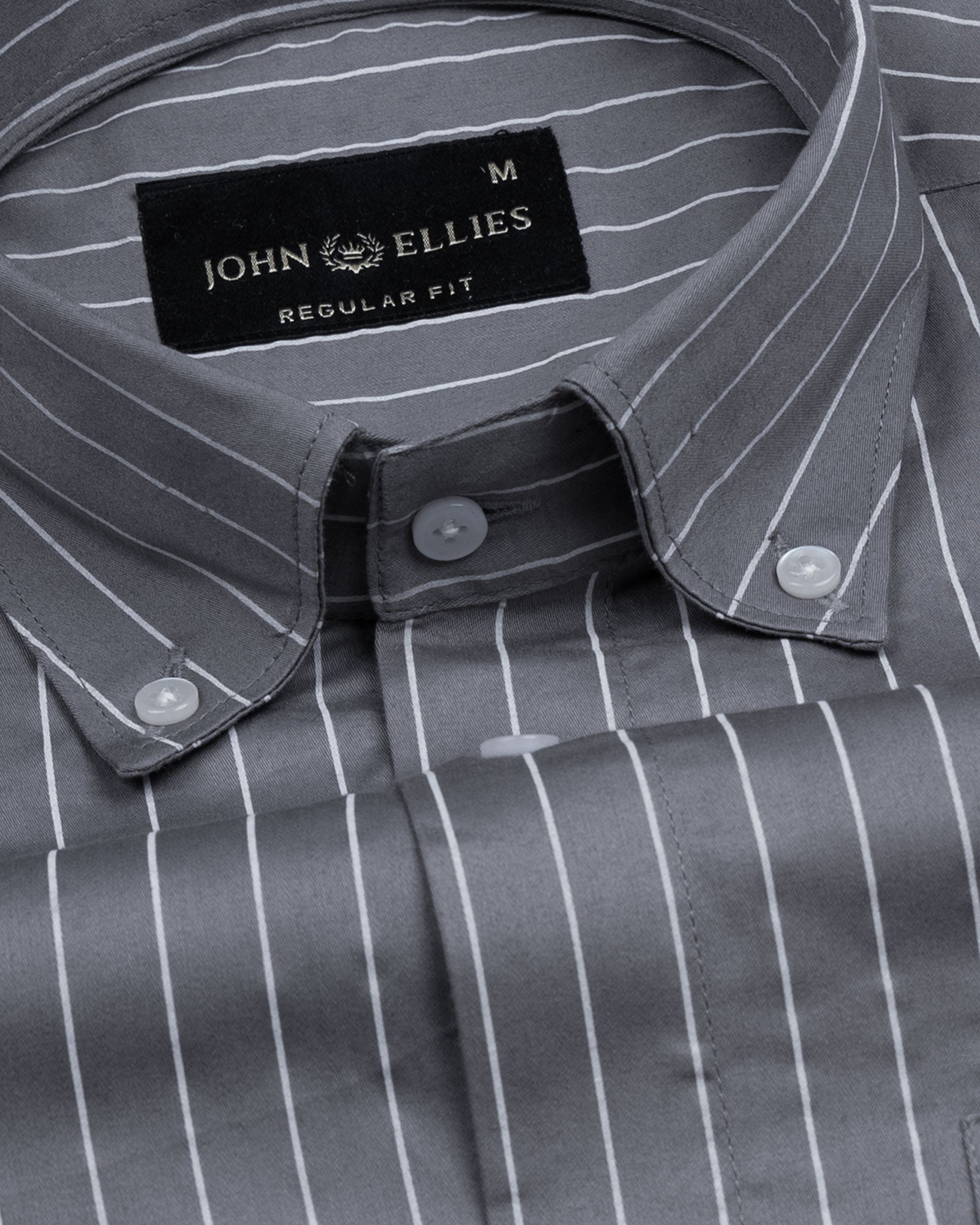 Orter Grey Stripes Button Down Premium Cotton Shirt - John Ellies