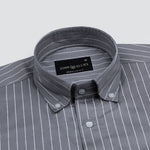 Orter Grey Stripes Button Down Premium Cotton Shirt - John Ellies