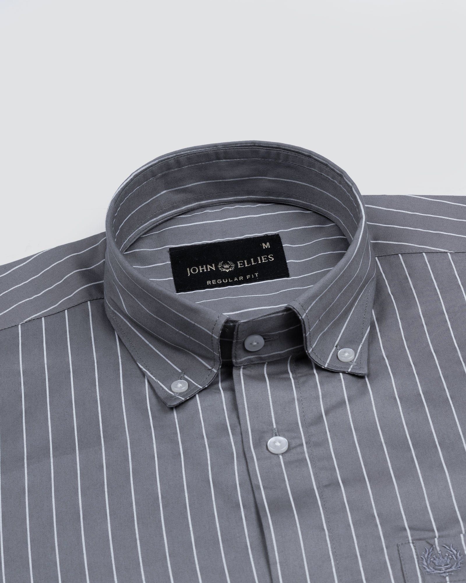 Orter Grey Stripes Button Down Premium Cotton Shirt - John Ellies