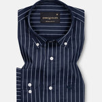 Orter Navy Blue Stripes Button Down Premium Cotton Shirt - John Ellies