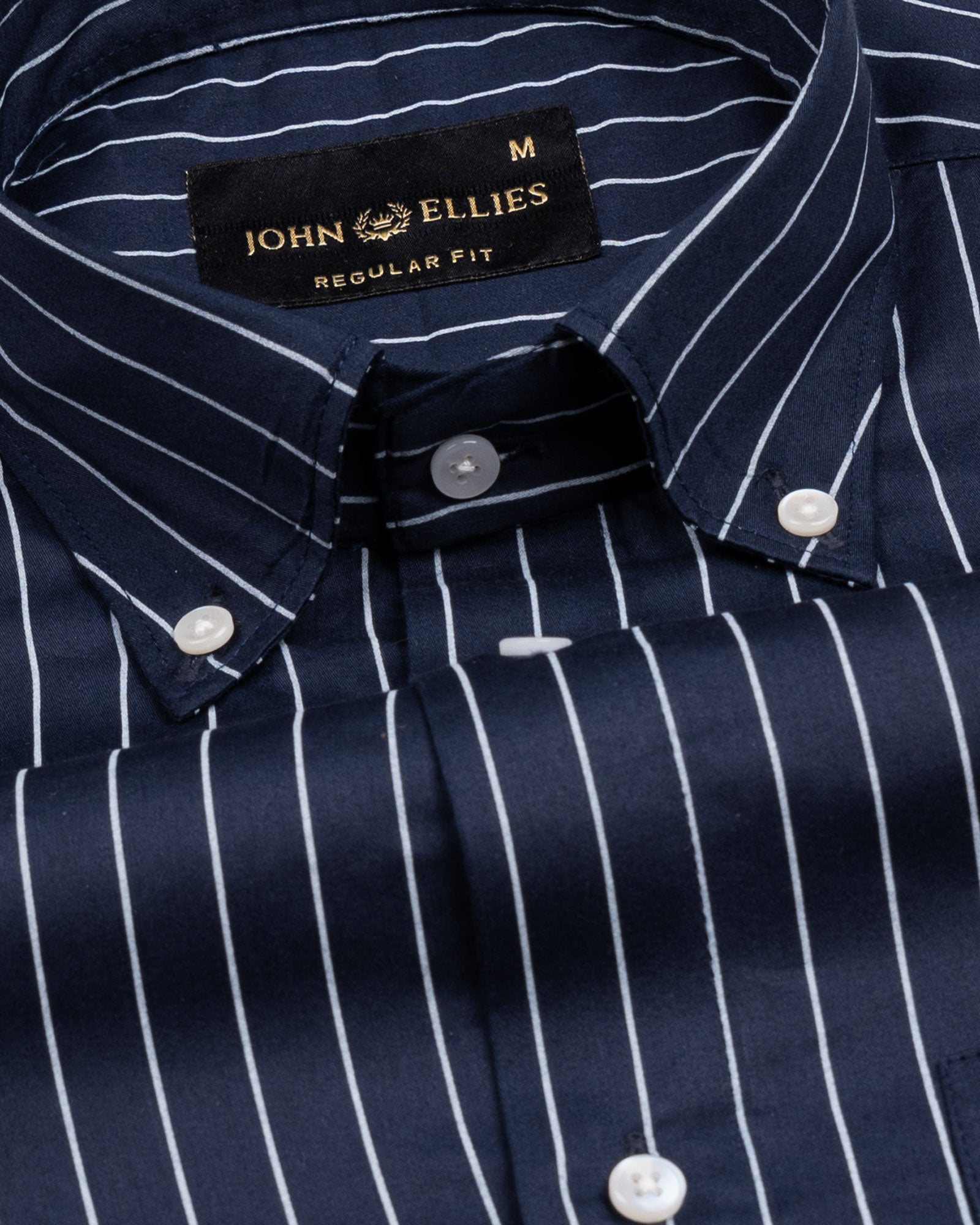 Orter Navy Blue Stripes Button Down Premium Cotton Shirt - John Ellies
