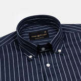 Orter Navy Blue Stripes Button Down Premium Cotton Shirt - John Ellies
