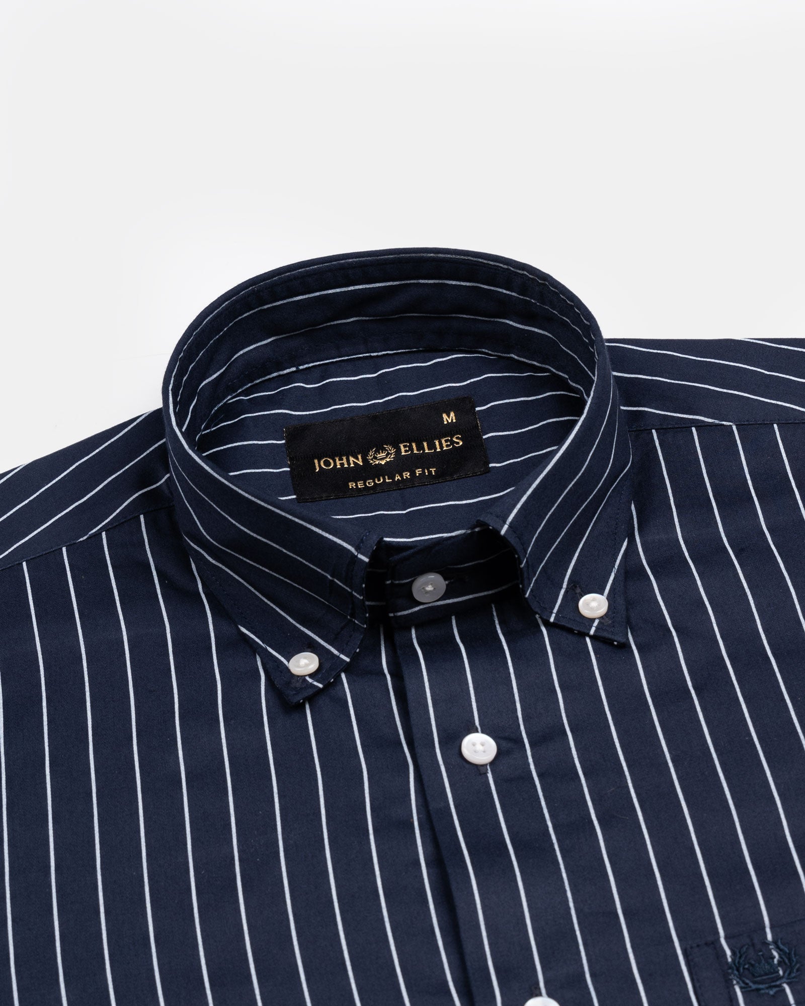 Orter Navy Blue Stripes Button Down Premium Cotton Shirt - John Ellies