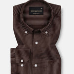 Orter Brown Pin Stripes Button Down Premium Cotton Shirt - John Ellies