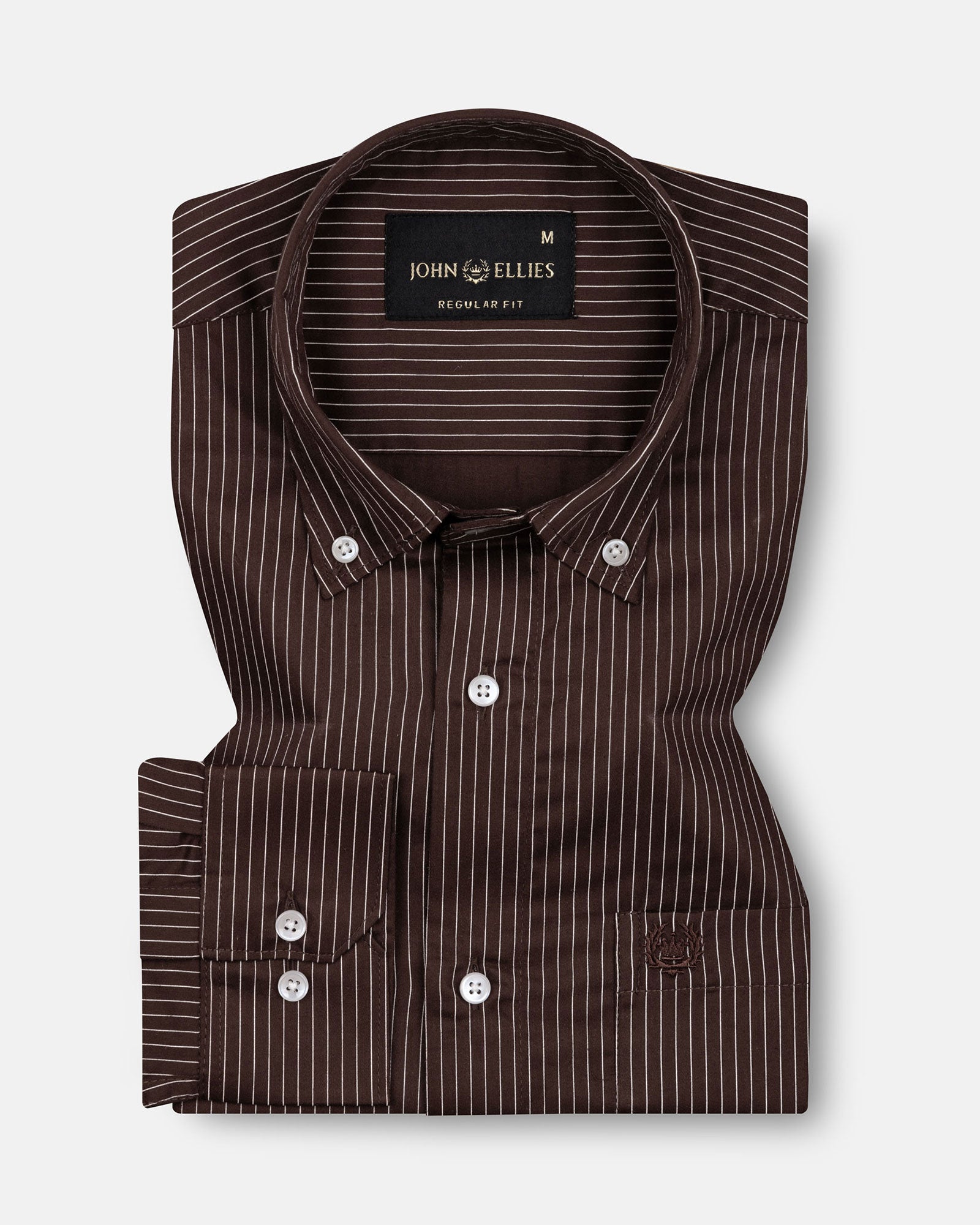 Orter Brown Pin Stripes Button Down Premium Cotton Shirt - John Ellies
