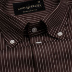 Orter Brown Pin Stripes Button Down Premium Cotton Shirt - John Ellies