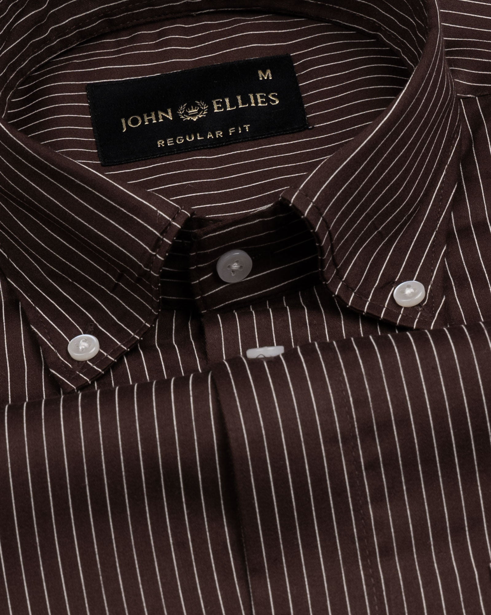 Orter Brown Pin Stripes Button Down Premium Cotton Shirt - John Ellies