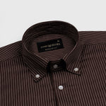 Orter Brown Pin Stripes Button Down Premium Cotton Shirt - John Ellies