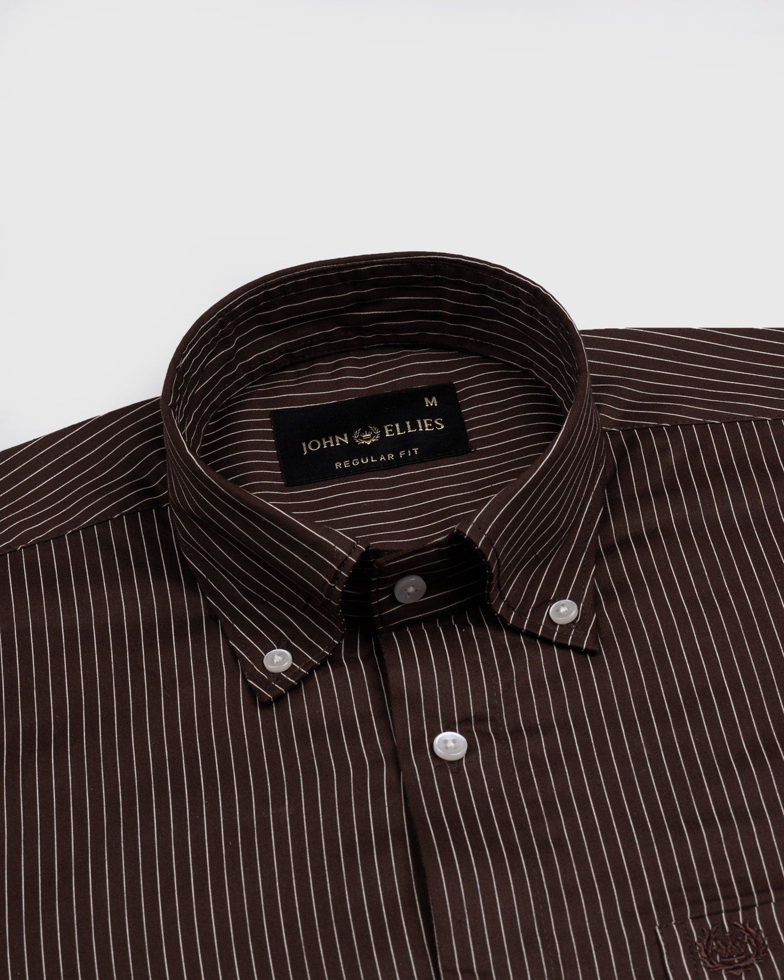 Orter Brown Pin Stripes Button Down Premium Cotton Shirt - John Ellies