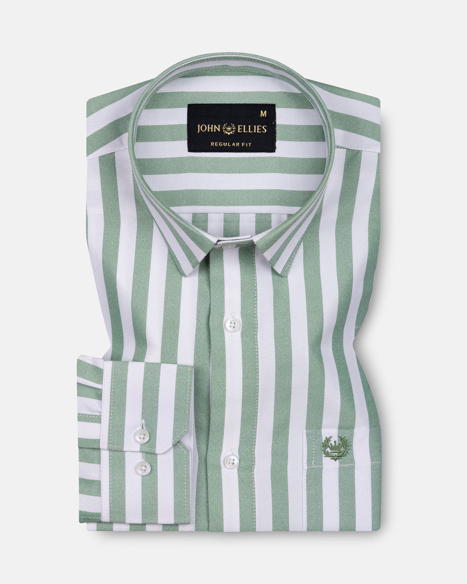 Layt Green Stripes Oxford Cotton Shirt - John Ellies