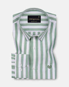 Layt Green Stripes Oxford Cotton Shirt - John Ellies
