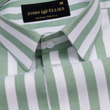 Layt Green Stripes Oxford Cotton Shirt - John Ellies