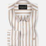 Layt Beige Stripes Oxford Cotton Shirt - John Ellies