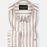 Layt Beige Stripes Oxford Cotton Shirt - John Ellies