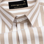 Layt Beige Stripes Oxford Cotton Shirt - John Ellies