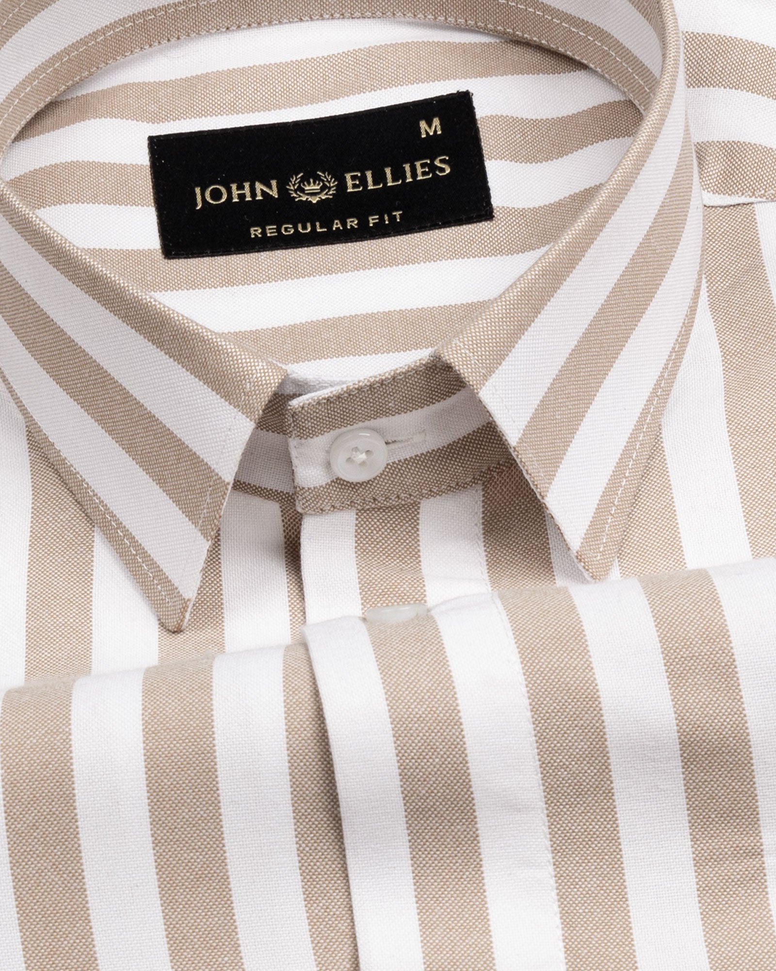 Layt Beige Stripes Oxford Cotton Shirt - John Ellies