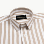 Layt Beige Stripes Oxford Cotton Shirt - John Ellies