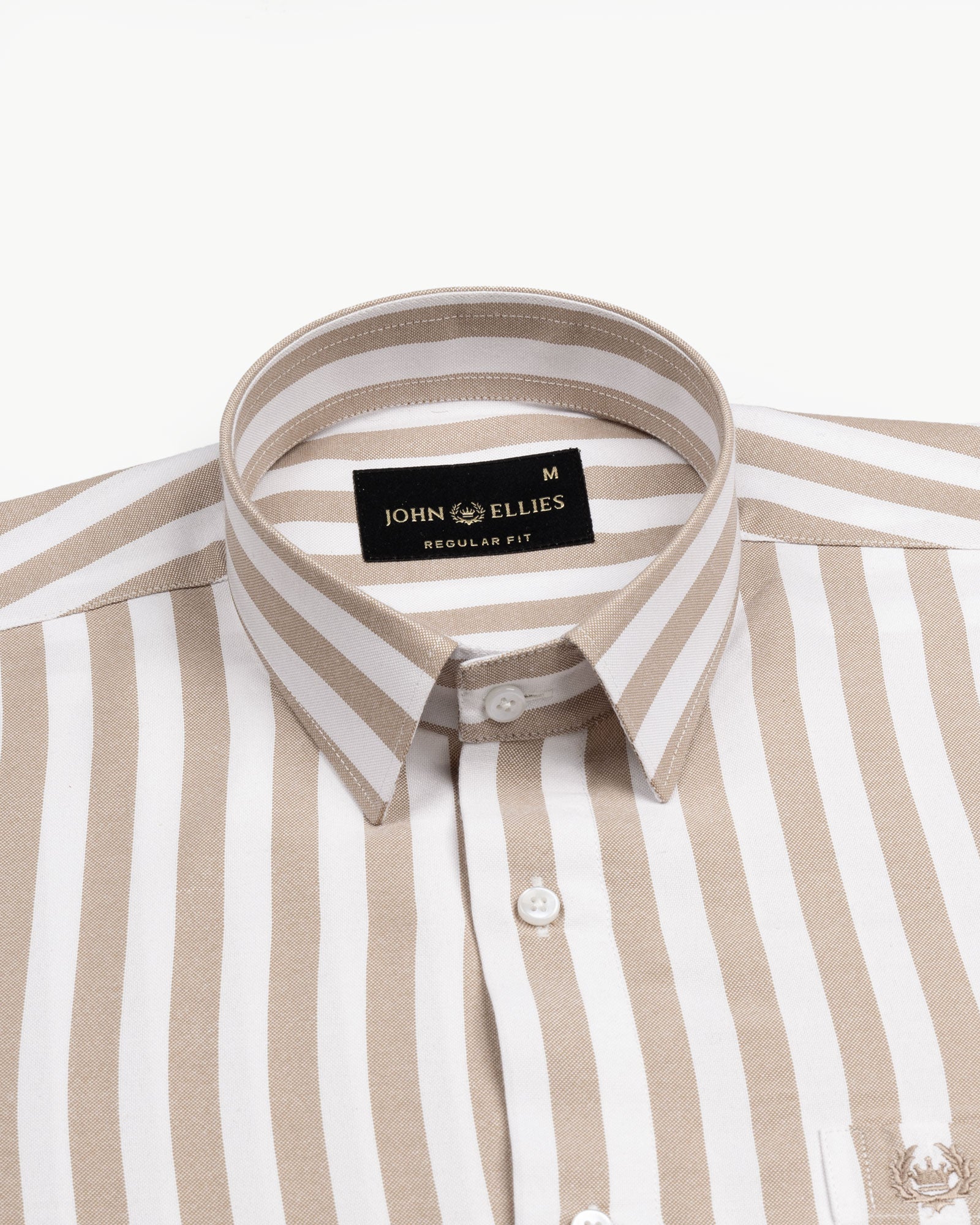 Layt Beige Stripes Oxford Cotton Shirt - John Ellies