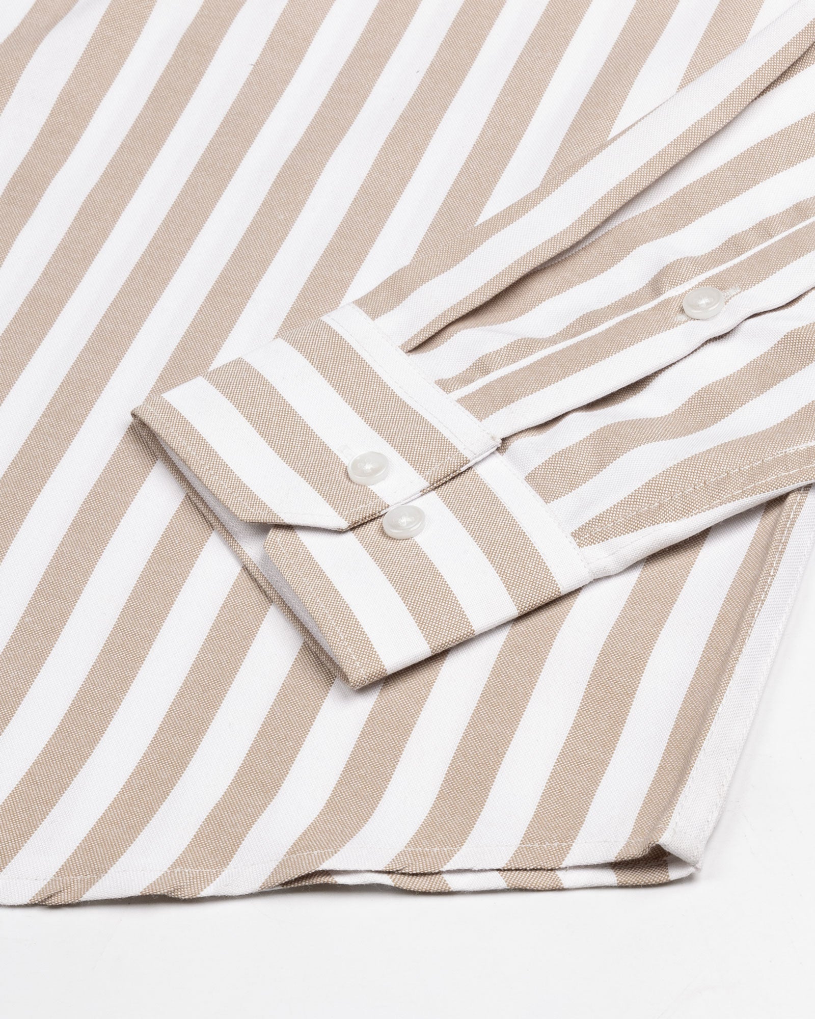 Layt Beige Stripes Oxford Cotton Shirt - John Ellies