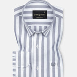 Layt Grey Stripes Oxford Cotton Shirt - John Ellies