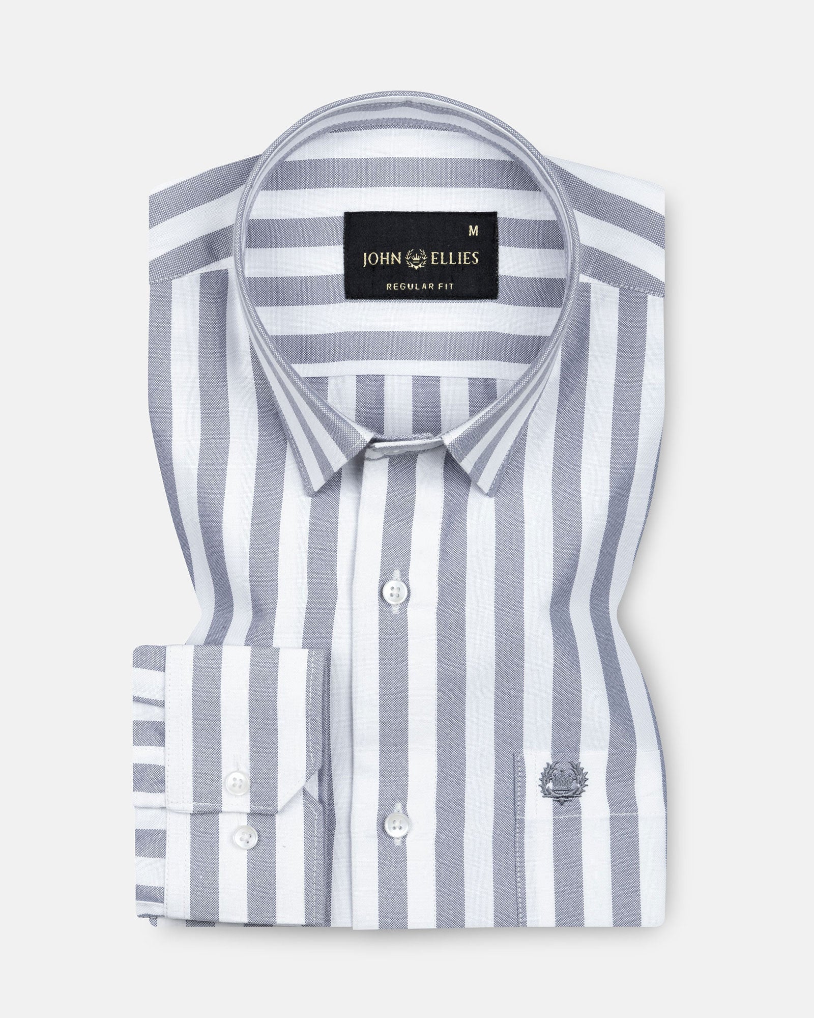 Layt Grey Stripes Oxford Cotton Shirt - John Ellies