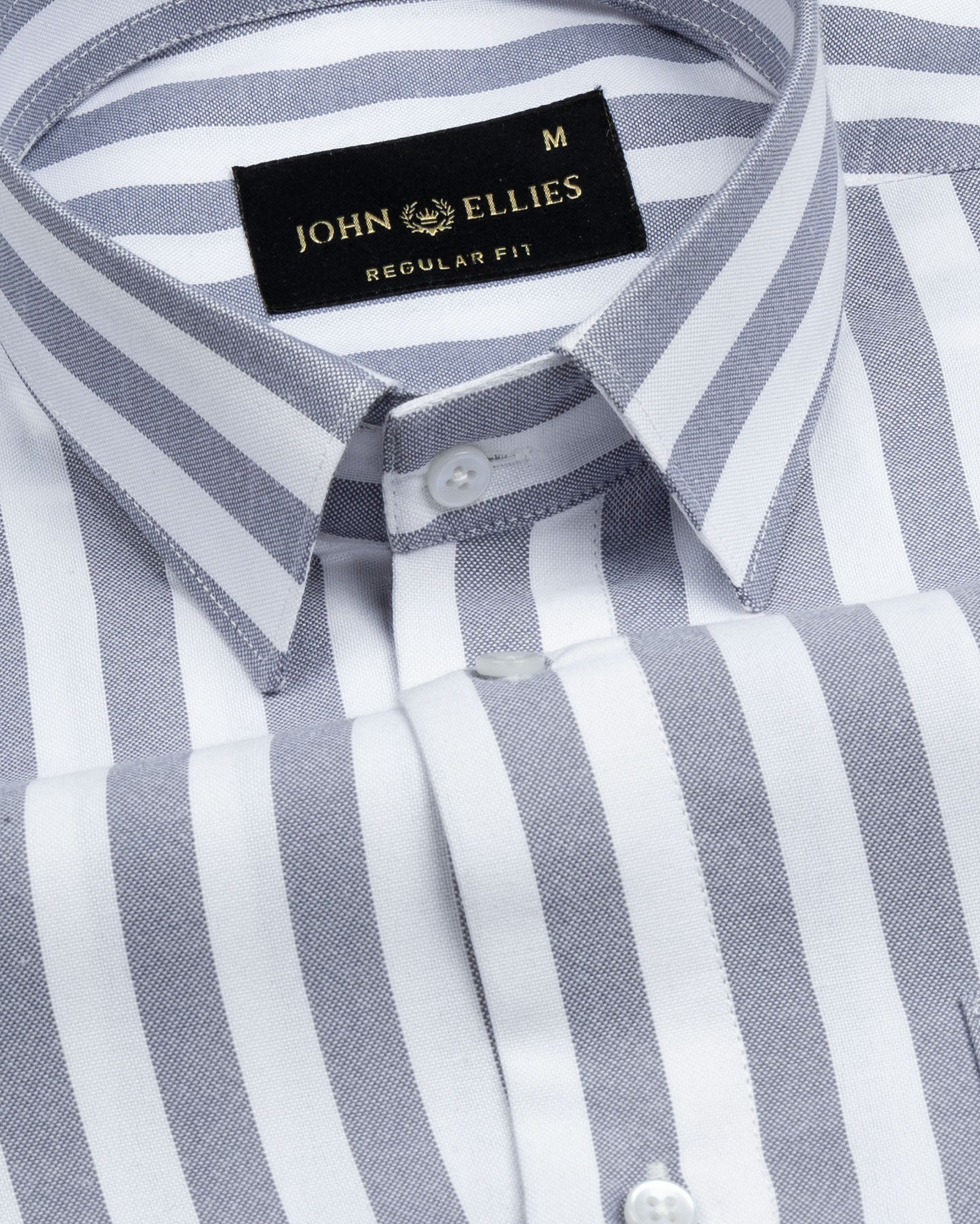 Layt Grey Stripes Oxford Cotton Shirt - John Ellies
