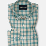 Qevan Green Check Button Down Linen Shirt - John Ellies