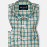 Qevan Green Check Button Down Linen Shirt - John Ellies