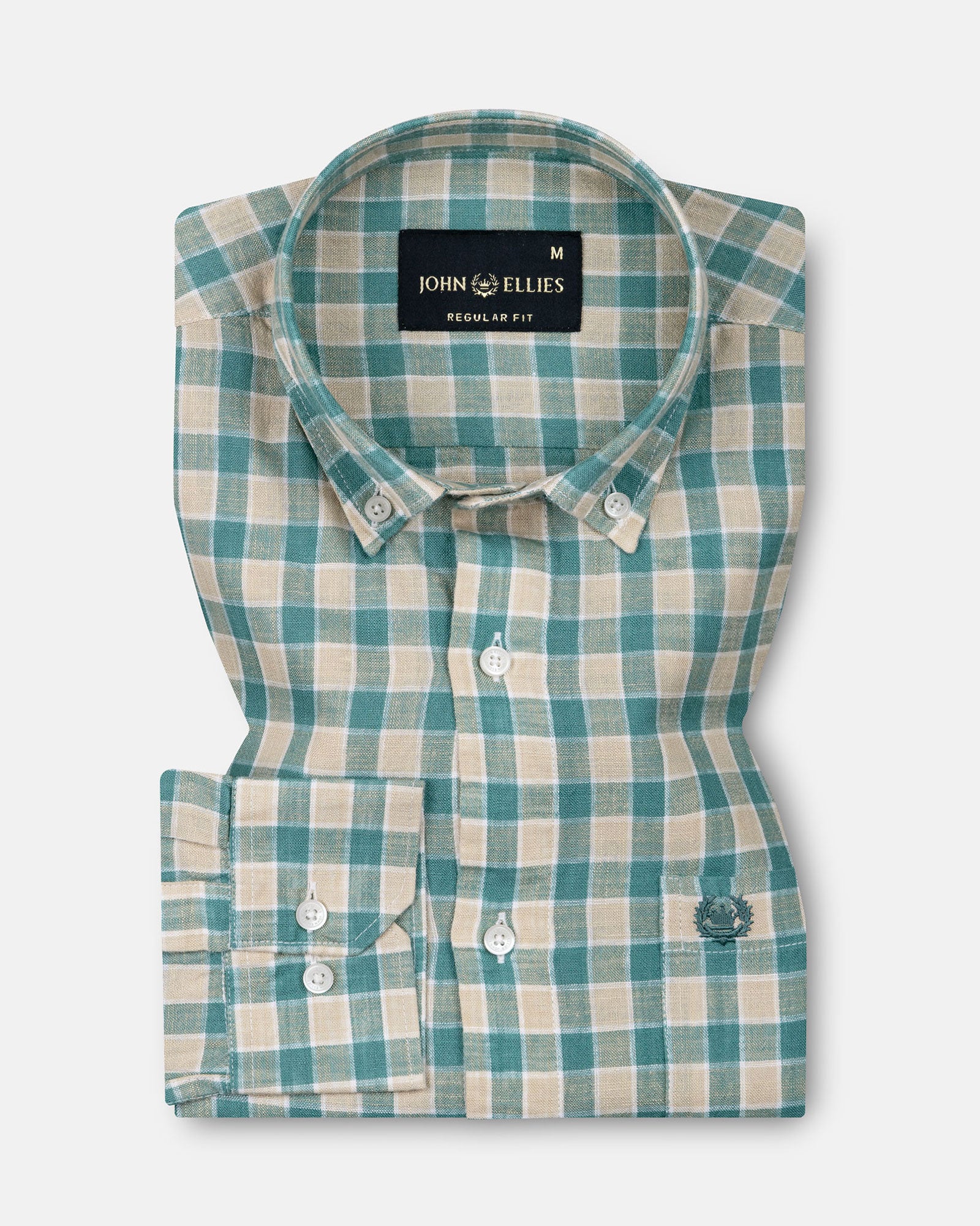 Qevan Green Check Button Down Linen Shirt - John Ellies