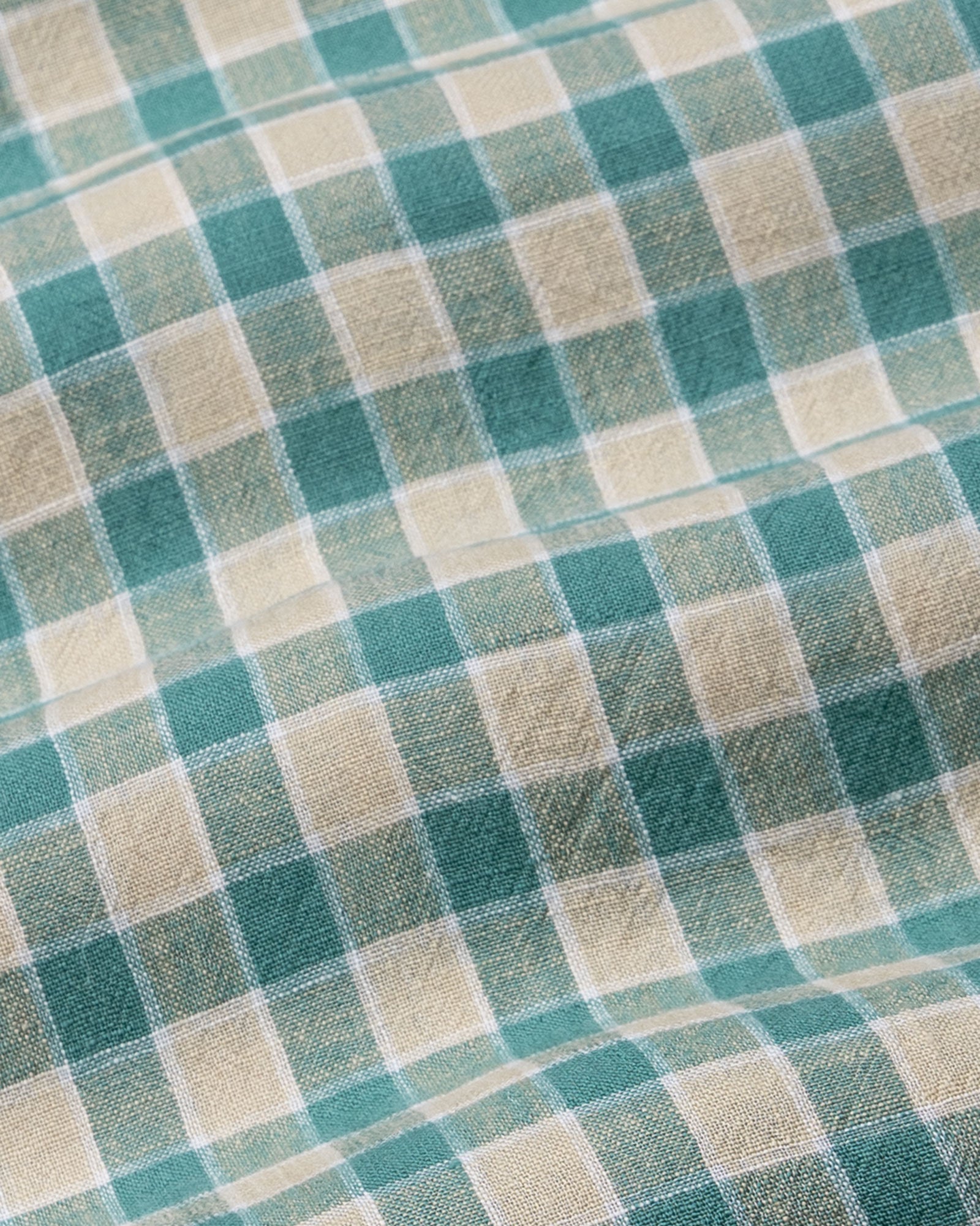 Qevan Green Check Button Down Linen Shirt - John Ellies