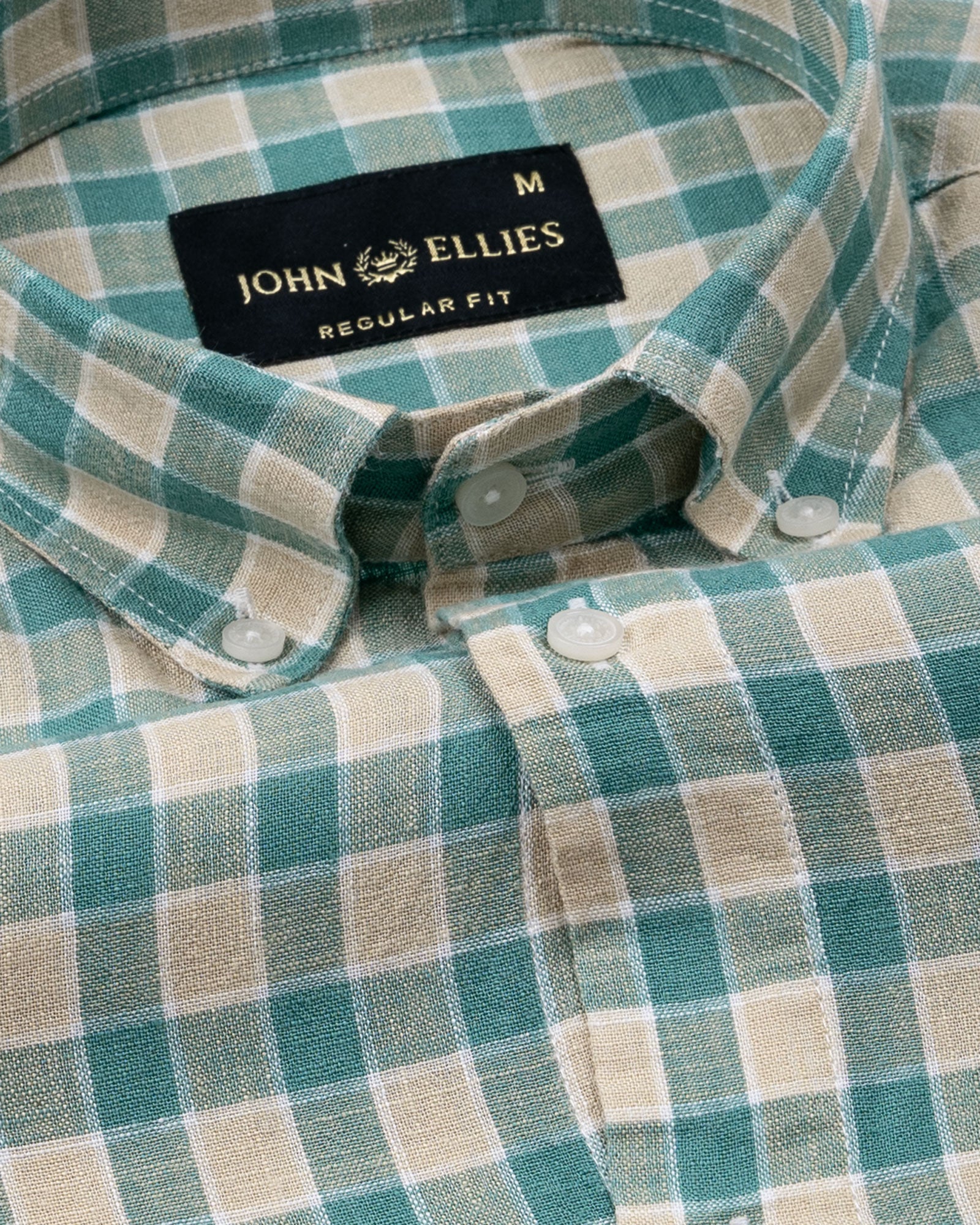 Qevan Green Check Button Down Linen Shirt - John Ellies