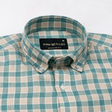 Qevan Green Check Button Down Linen Shirt - John Ellies