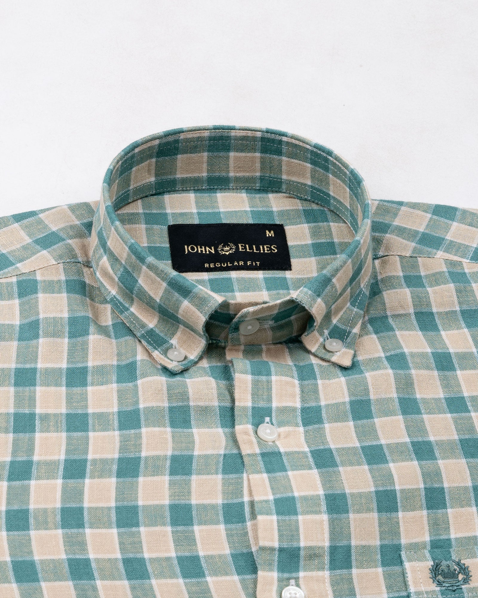 Qevan Green Check Button Down Linen Shirt - John Ellies