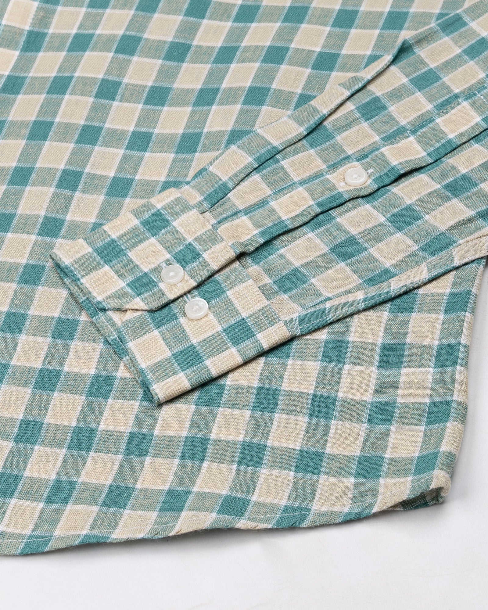 Qevan Green Check Button Down Linen Shirt - John Ellies