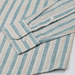 Qevan Green Stripe Button Down Linen Shirt - John Ellies
