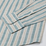 Qevan Green Stripe Button Down Linen Shirt - John Ellies