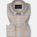 Qevan Grey Check Button Down Linen Shirt - John Ellies