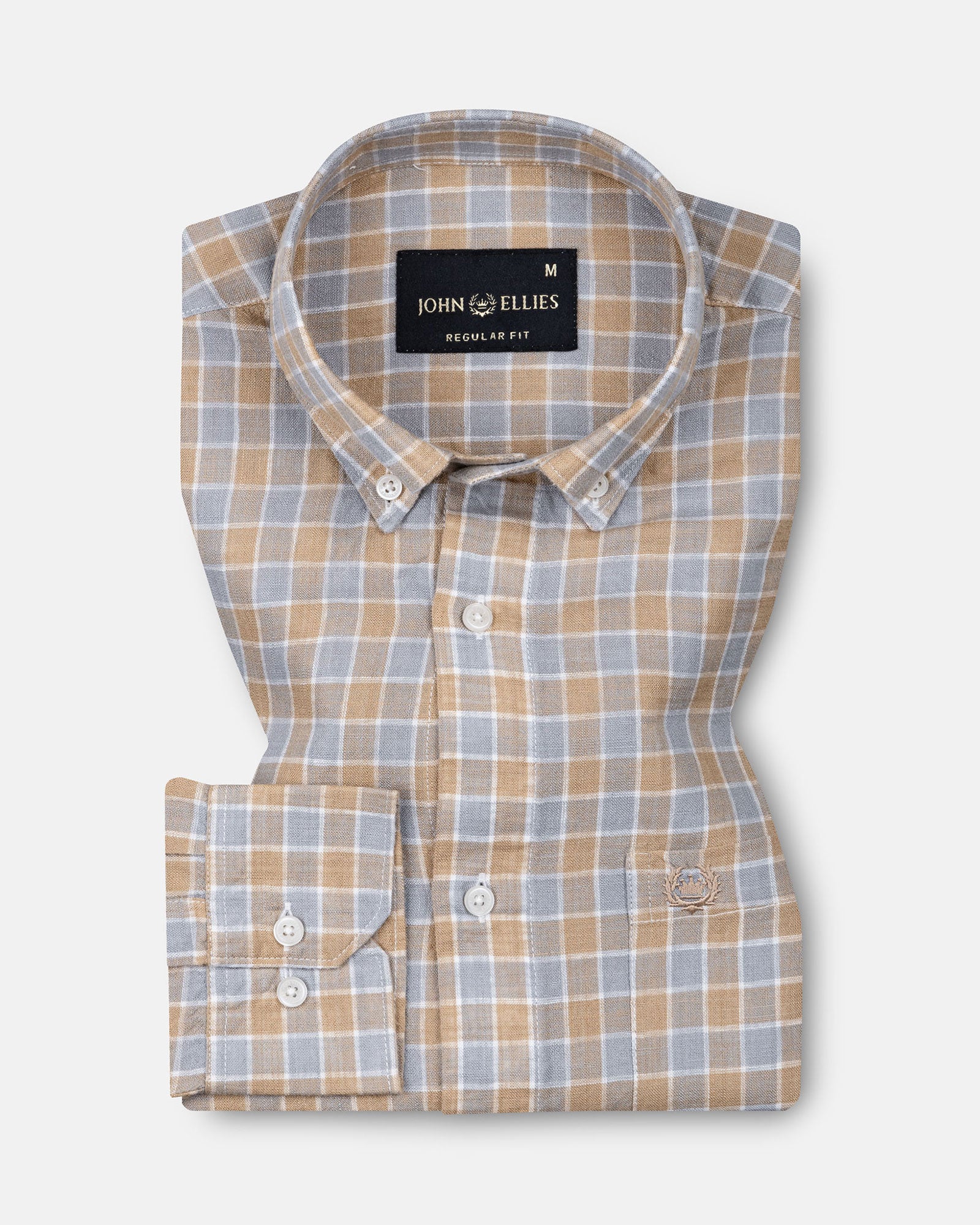 Qevan Grey Check Button Down Linen Shirt - John Ellies