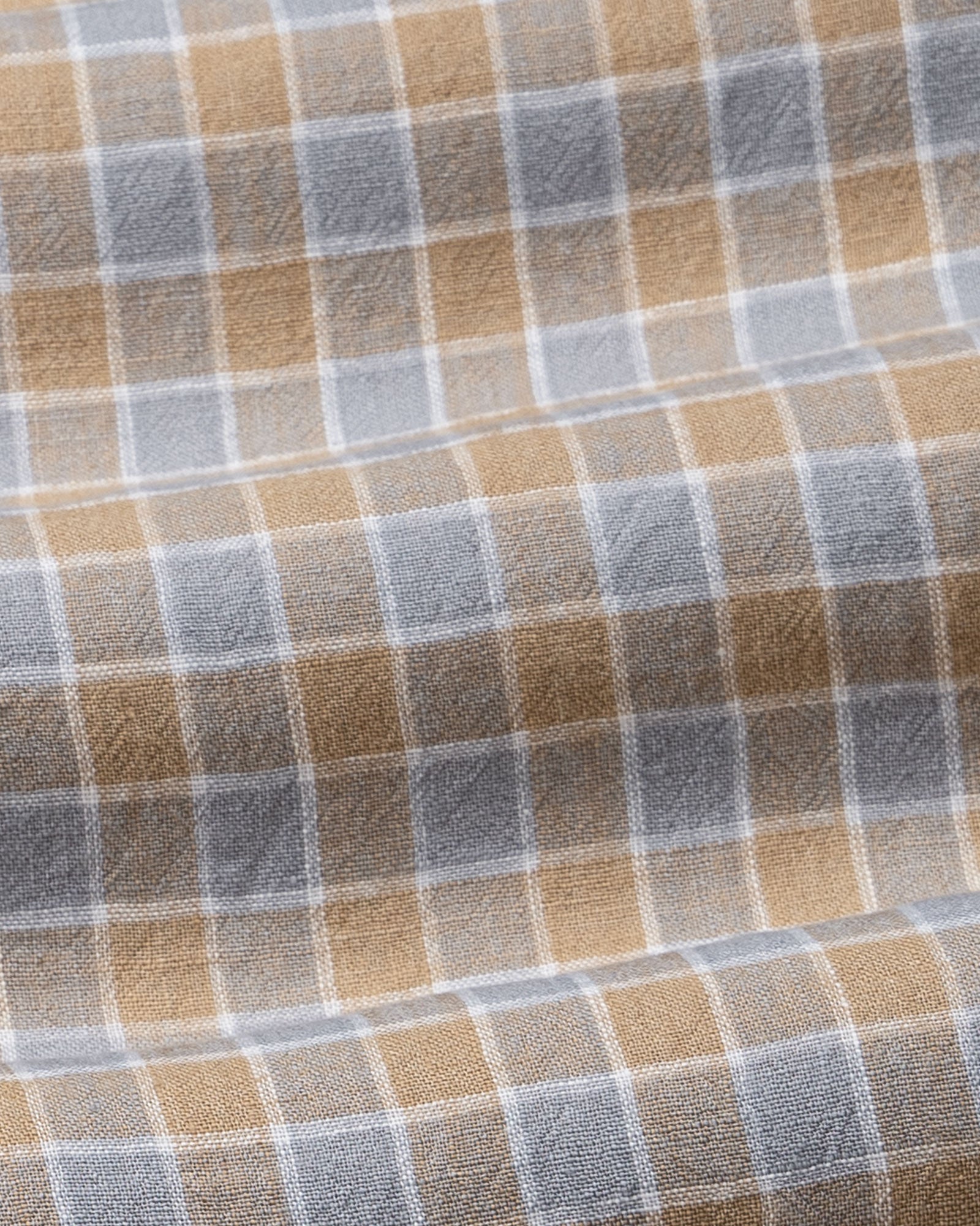 Qevan Grey Check Button Down Linen Shirt - John Ellies