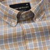 Qevan Grey Check Button Down Linen Shirt - John Ellies